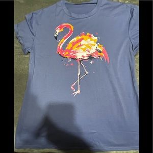 Purple flamingo graphic tee, fits like a L/XL